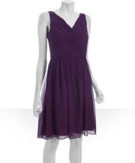 Donna Morgan grape silk chiffon pleated sleeveless dress