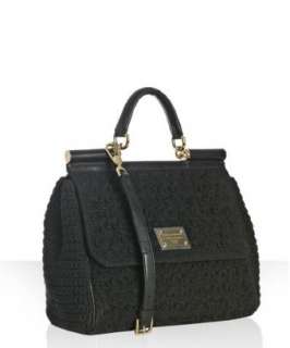 Dolce & Gabbana black crochet Miss Sicily top handle bag   