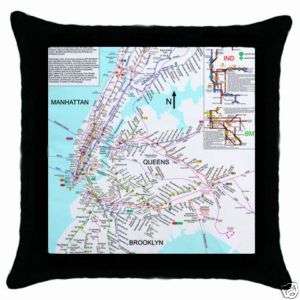 New York City Subway Map Throw Pillow Case  