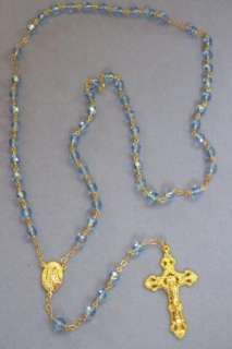 Saint St. RITA Rosary ~ Rosaries BLUE/ Gold Italy NEW  