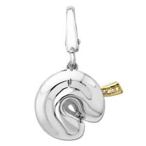  Sterling Silver and 14k Yellow Gold Fortune Cookie Charm Jewelry