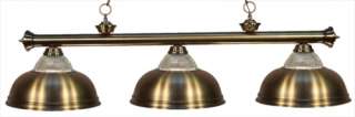 Lite Antique Brass/Glass Shades Pool Table Light NEW  