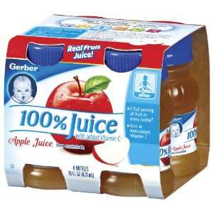 Gerber Juice 100% Apple Juice, Mutli Pack, 4 Count 4 Ounce Bottles 