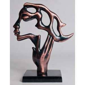   Copper Color Face Of A Woman With Hand Figurine Statue: Home & Kitchen