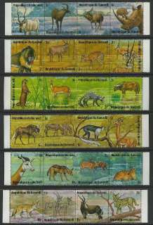 Burundi Stamps 1975 Wild Animals, Strips of 4, Regular & Air Mail 