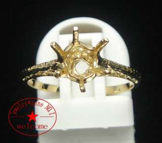 SOLID 14K YELLOW GOLD 6MM ROUND SEMI MOUNT ENGAGEMENT RING  