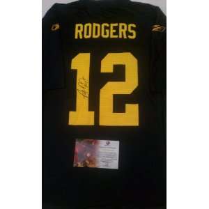  Aaron Rodgers Signed Green Bay Packers Throwback Jersey 
