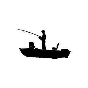  Bass Fishing Boat BLACK vinyl window decal sticker: Office 