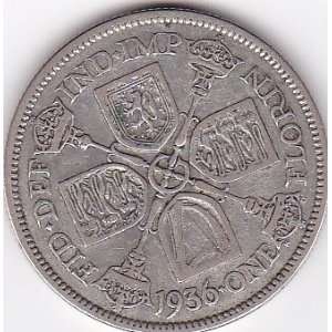  1936 Great Britain One Florin Silver Coin 