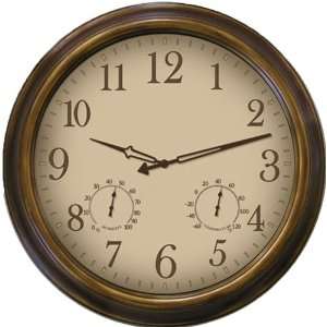    Brasstone and Terracotta 18 Wide Wall Clock: Home & Kitchen