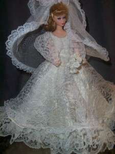 LACE reproduction BRIDE barbie wedding gown OOAK VEIL  