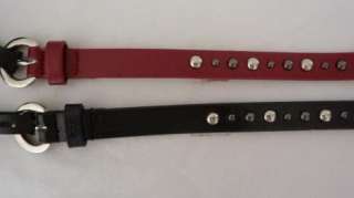   SKINNY Leather Belt w/ STUDS Red or Blk Womens S, M, L, XL SC209 NWT