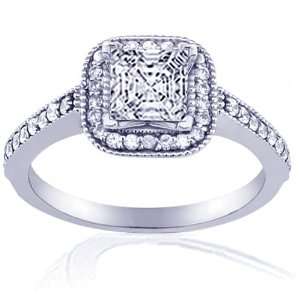 Ct Asscher Cut Halo Diamond Engagement Ring Pave 14K VS1 EGL CUT 