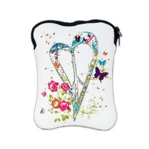 iPad 1 2 & New iPad 3 Sleeve Case 2 Sided Flowered Butterfly Heart 