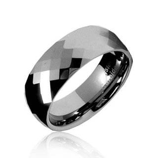 Fathers Day Gifts Bling Jewelry 8MM Mens Band Multi faceted Tungsten 