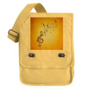    Messenger Field Bag Yellow Treble Clef Music Notes 