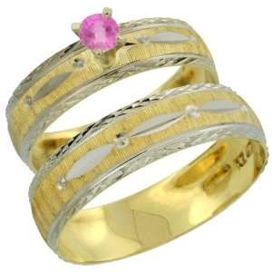 25 Carat Pink Sapphire Ring Set (Engagement Ring & Mans Wedding Band 