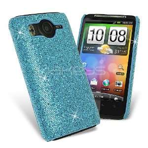  Femeto Light Blue Sparkle Glitter Hard Case for HTC Desire 