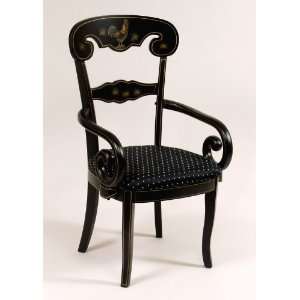 Art As Antiques Black Arm Chair   Rooster Design   46371:  