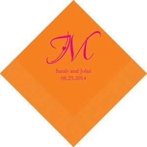  Decorative Initial Printed Napkins   Package of 100 