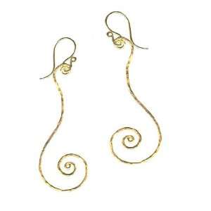   Gold Filled Earrings Hammered spiral loops on french wires Jewelry