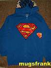 Superman 2 Face Dc Comics Zip up Blue Hoodie Jacket Shirt
