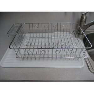  Chrome Steel Dish Drainer Rack Set with Plastic Tray