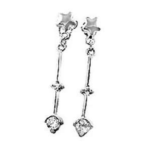 : Sterling Silver Dangle Earrings, Ornamented with Top Grade Diamond 