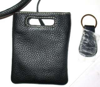   Black Pebbled Leather Crescent Tote Bag Purse AWL w/Accessories  