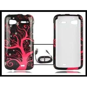  HTC Sensation 4G Snap on Hard Shell Cover Case Red Branch Tree 