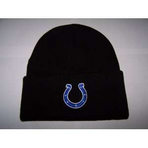   Licensed Indianapolis Colts Beanie Knit Hat Cap Cuffed Black: Sports