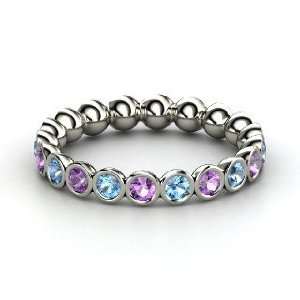  Pod Eternity Band, Sterling Silver Ring with Blue Topaz 