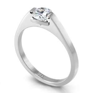   mm Cubic Zirconia CZ Half Bezel Set Engagement Ring, Size 8: Jewelry