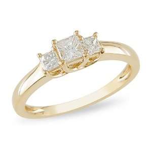   Gold Diamond 3 Stone Ring, (.5 cttw G H Color, I1 I2 Clarity) Jewelry