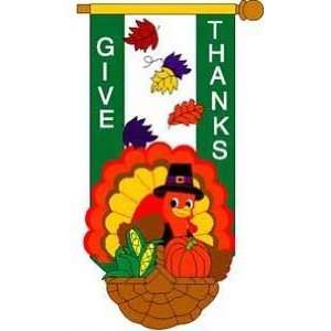  Give Thanks Turkey Thanksgiving 25.5 X 46 Inches Garden 