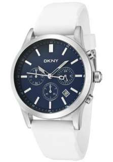 DKNY Men’s White Chronograph Rubber Band Watch 1476 NEW  