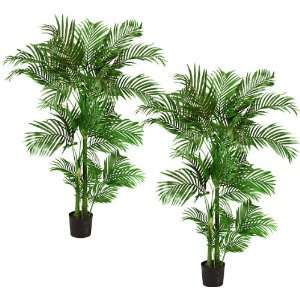    TWO Pre Potted 5 Artificial King Areca Palm Trees