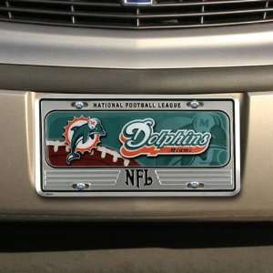  Miami Dolphins Silver Metal License Plate Sports 