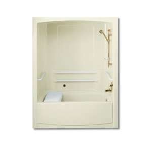   with Nylon Grab Bars and Right Hand Drain, Less Trim Kit, Biscuit