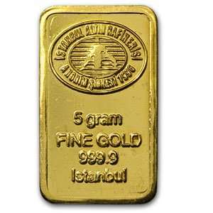  5 gram Istanbul Refinery Gold Bar .9999 Fine Everything 