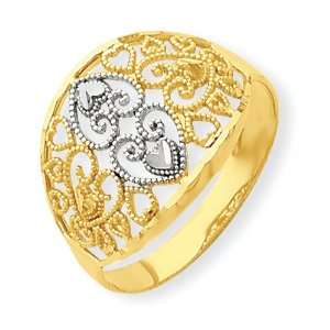  10k & Rhodium Filigree Heart Ring: Jewelry