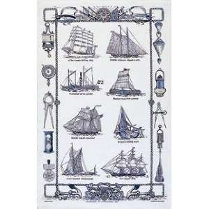  Sailing Ships Linen Tea Towel: Kitchen & Dining