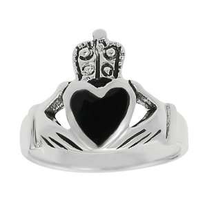 Sterling Silver Mens Genuine Onyx Celtic Claddagh Ring Hypoallergenic 