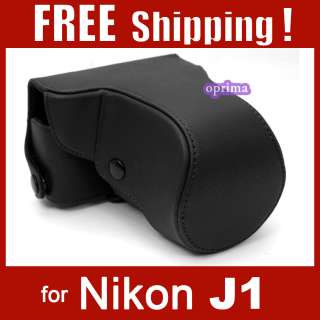 Black PU leather Camera Case Bag Cover for Nikon J1 10 30mm 30 110mm 