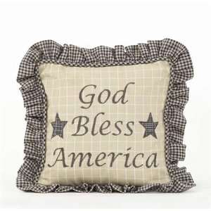    God Bless Pillow Patriotic Americana Country Patchwork Star Pattern