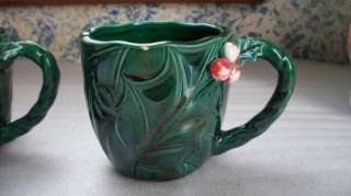 Vintage Lefton Holly & Berry Holiday Mugs  