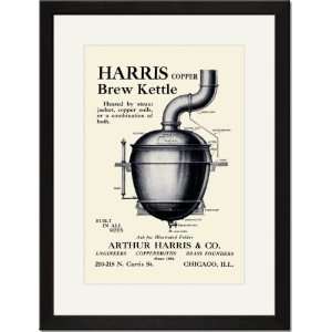   Framed/Matted Print 17x23, Harris Copper Brew Kettle