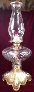   Feather Kerosene Lamp EAPG Antique Pressed Goofus Glass Ex Cond Large
