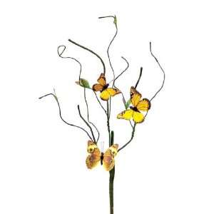   Country Bistro Yellow Butterfly Artificial Sprays 19 Home & Kitchen