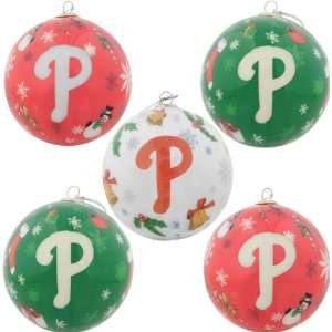  Philadelphia Phillies 5 Pack Decoupage Ball Ornament Set 
